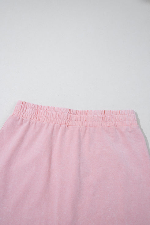 Effortless Style Washed Sleeveless Muscle Tee And Overlap Skort Two Piece Set